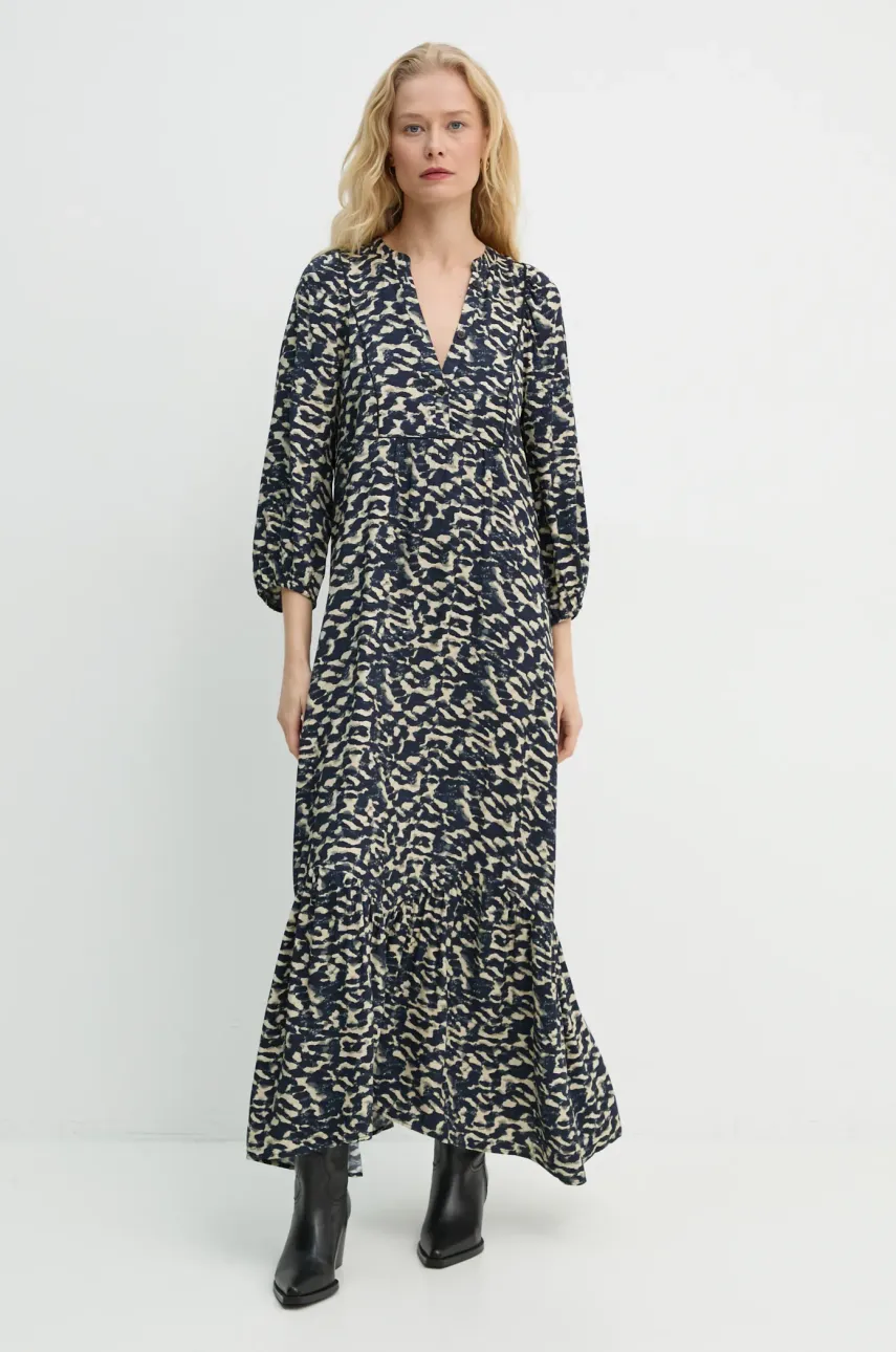 BA&SH rochie culoarea bleumarin, maxi, dreaptă, 1H24AGAT