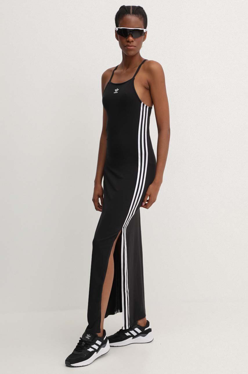 adidas Originals rochie 3-Stripes culoarea negru, maxi, drept, IU2427