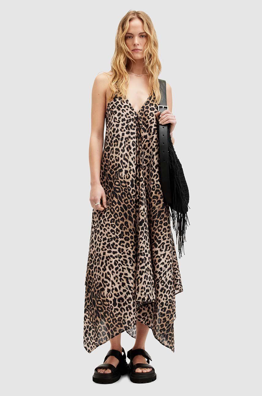 Бавовняна сукня AllSaints LIL LEPPO maxi розкльошена W219DA