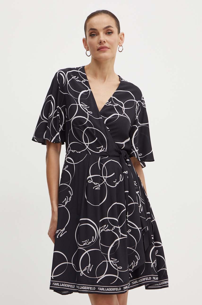 Karl Lagerfeld rochie culoarea negru, mini, evazati, 245W1304
