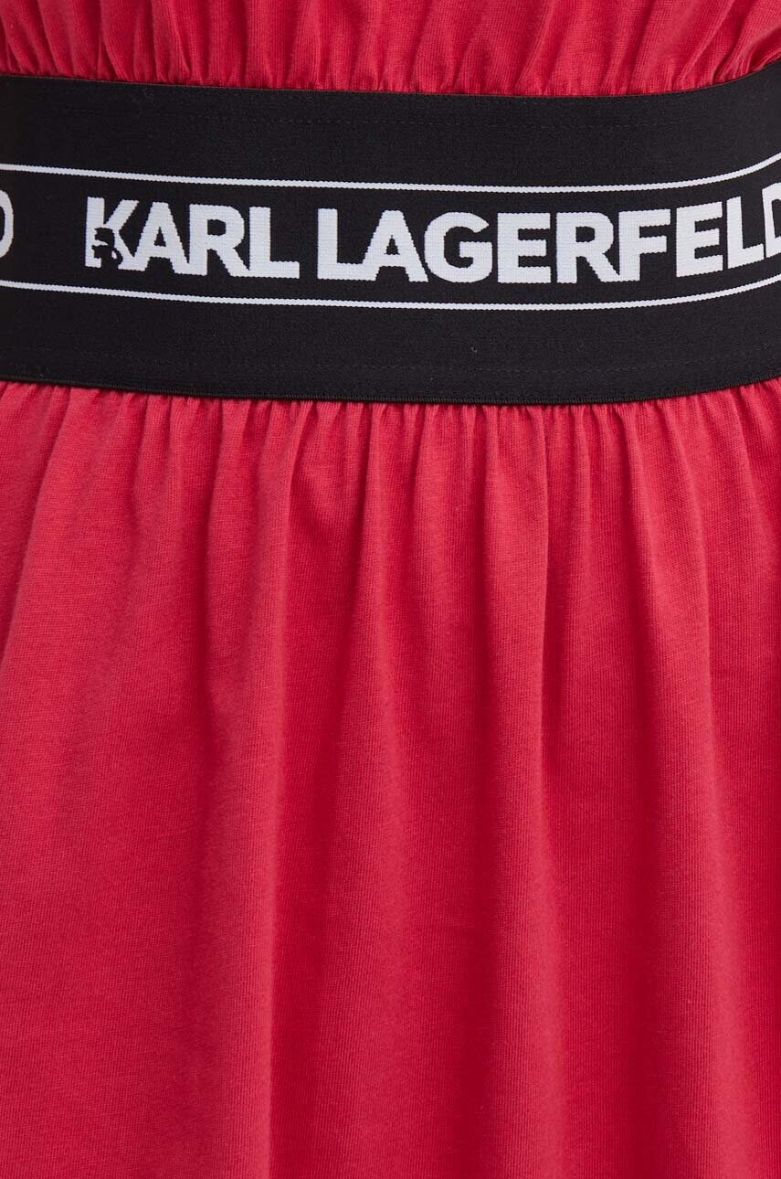 Бавовняна сукня Karl Lagerfeld колір рожевий mini розкльошена 245W1351