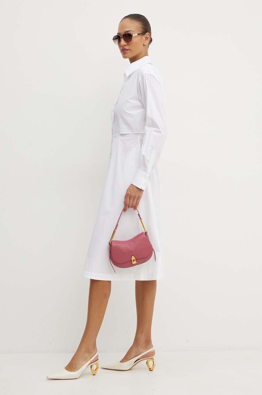 Бавовняна сукня Karl Lagerfeld колір білий midi розкльошена 245W1303