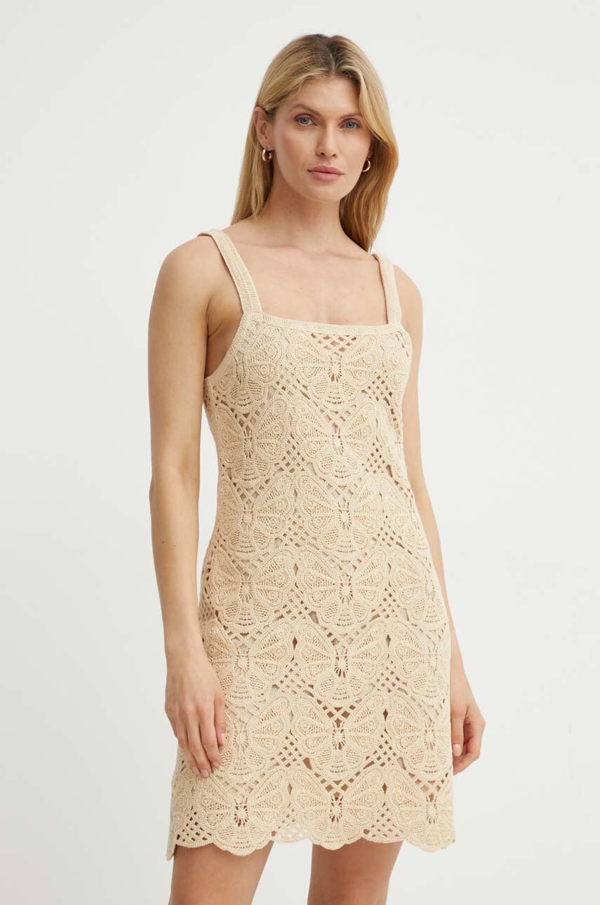 By Malene Birger rochie din bumbac FALLA culoarea bej, mini, mulată, Q72363003