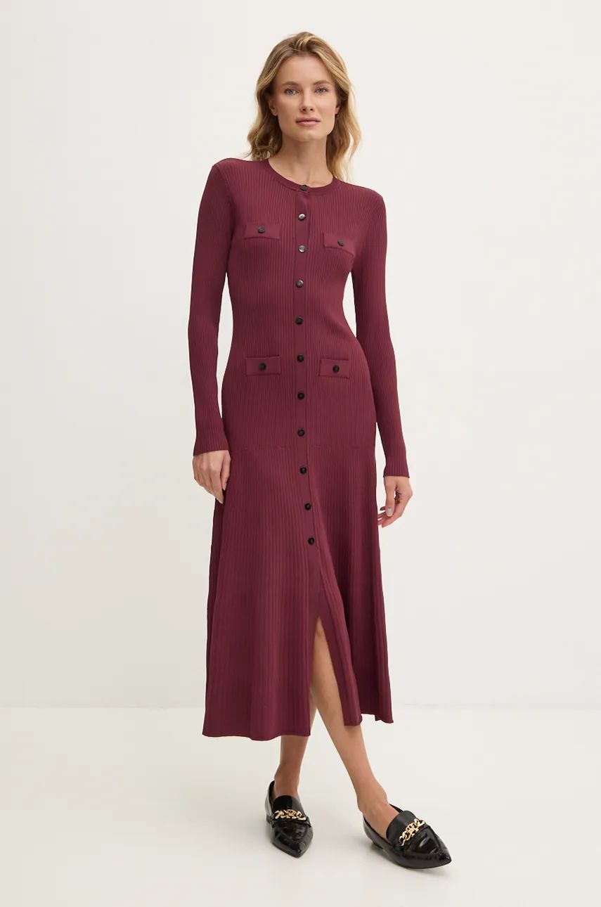 Dkny rochie culoarea bordo, maxi, evazati, D2G4A108