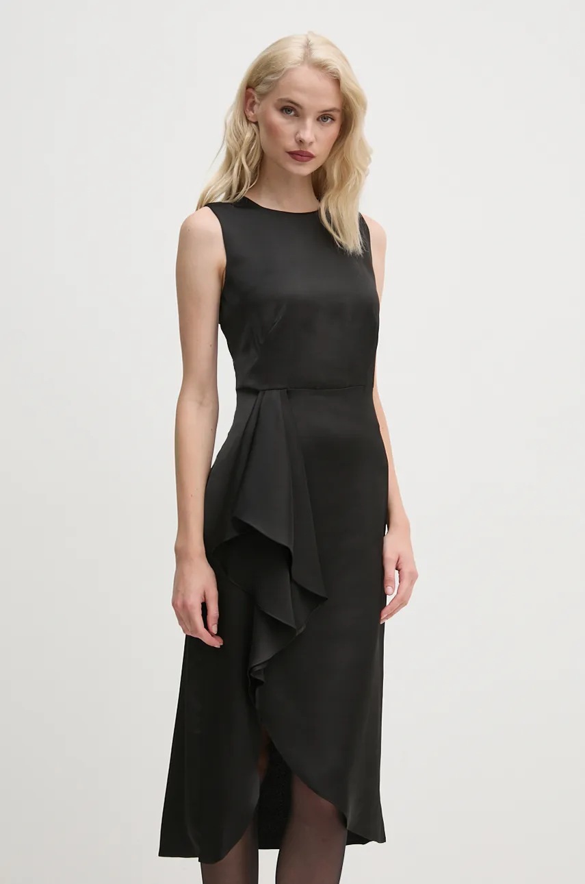 Dkny rochie culoarea negru, midi, mulată, DD4GTB81