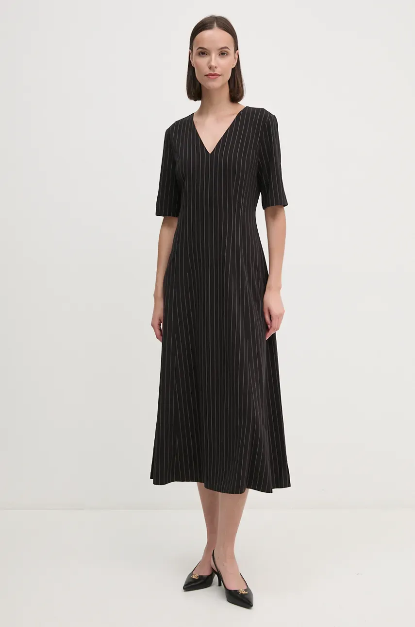 Dkny rochie culoarea negru, midi, evazată, D2G4A182