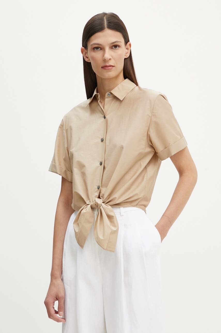 Theory camasa femei, culoarea bej, cu guler clasic, regular, O0504508