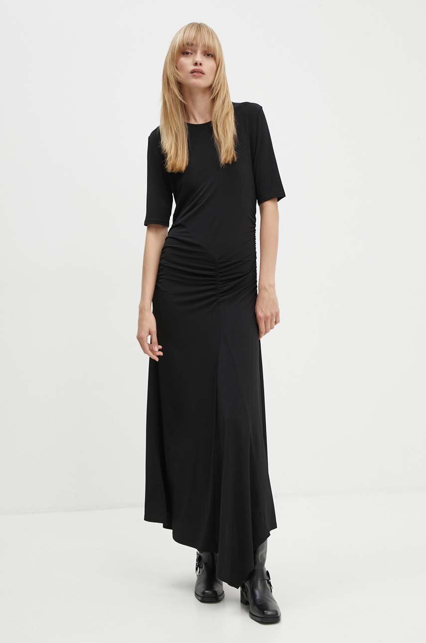 Gestuz rochie culoarea negru, maxi, evazată, 10909257