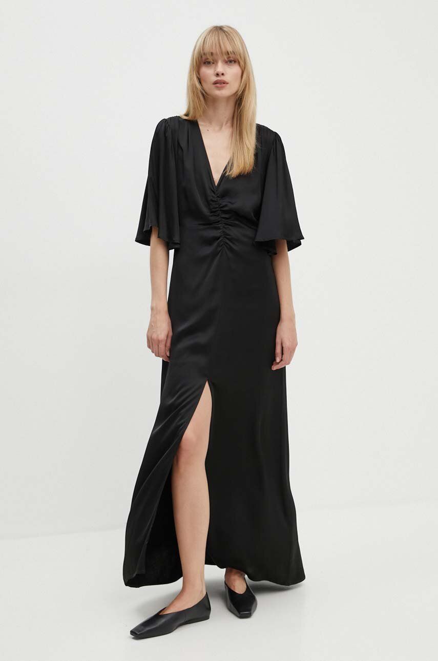 Gestuz rochie culoarea negru, maxi, evazată, 10909520