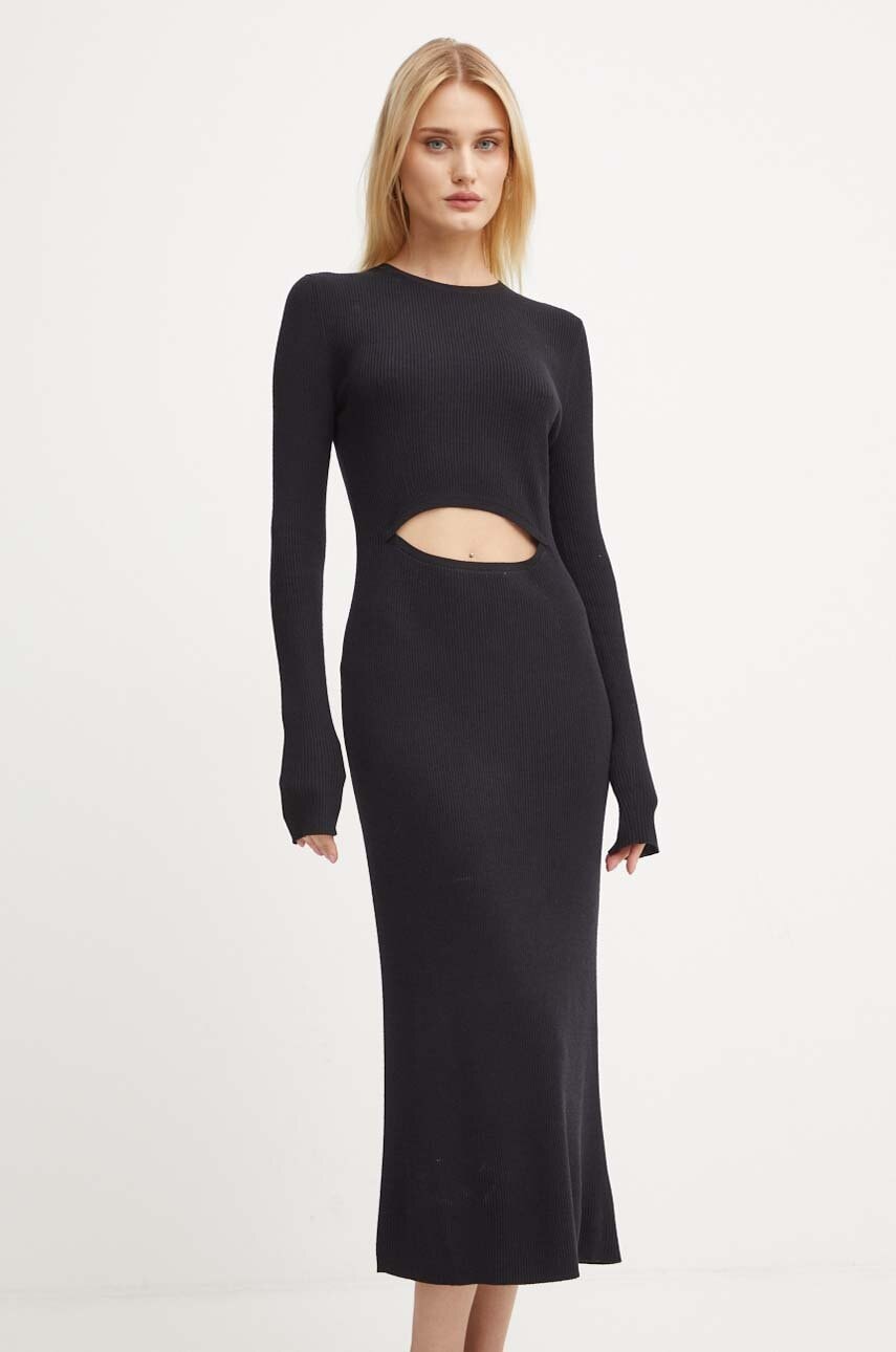 Diesel rochie din lana M-PELAGOS culoarea negru, midi, mulata, A11176.0BMAI Diesel rochie din lana M-PELAGOS culoarea negru, midi, mulata, A11176.0BMAI