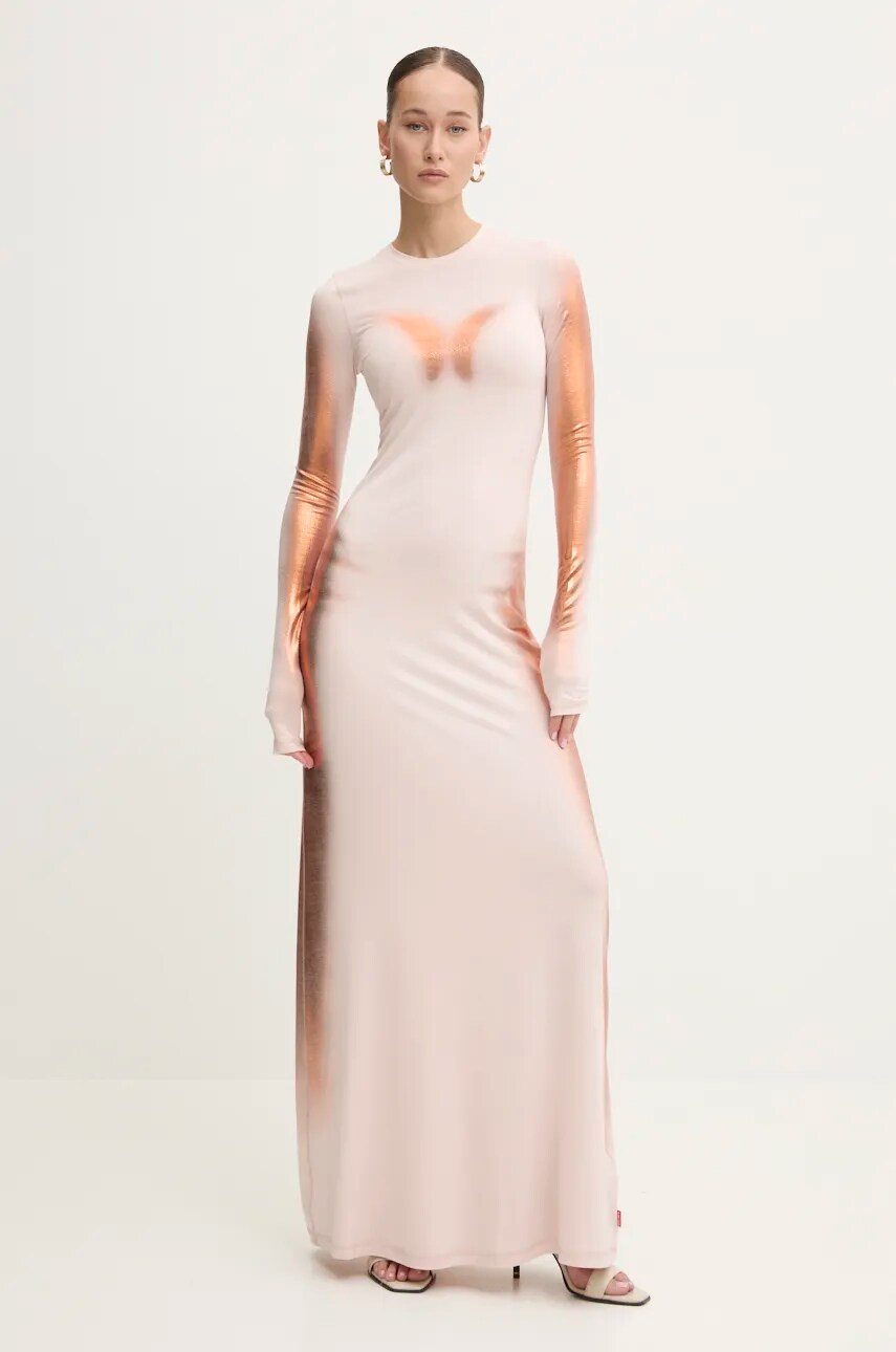 Diesel rochie D-ANESSA culoarea roz, maxi, mulată, A14442.0WFBW