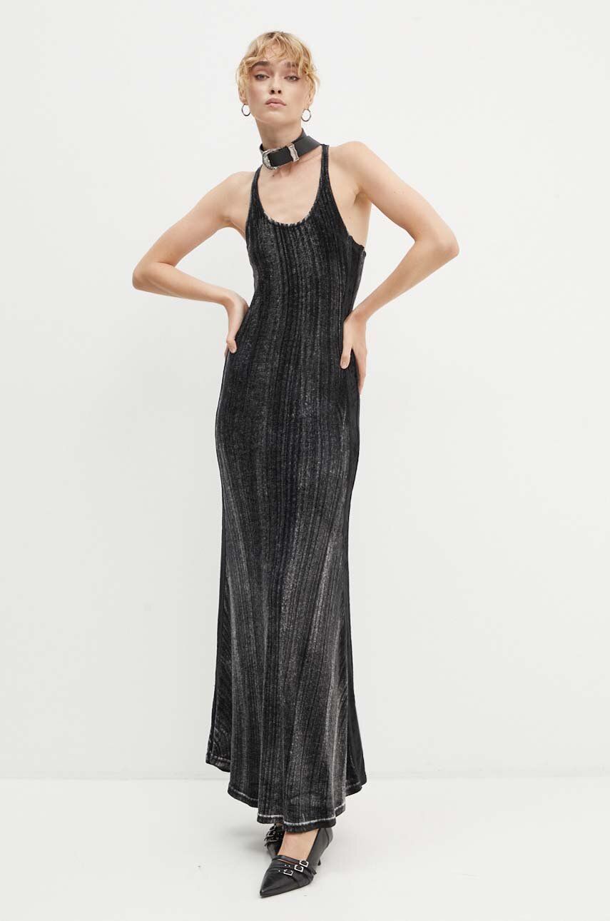 Diesel rochie de catifea D-VOG culoarea negru, maxi, mulată, A15003.0AJCP
