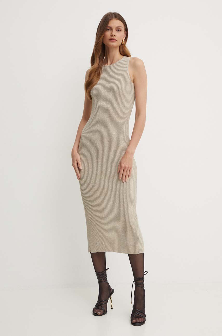 Marella rochie culoarea bej, midi, mulată, 2423326051200