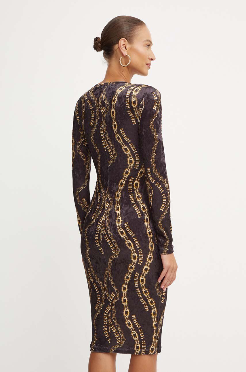 Велюрова сукня Versace Jeans Couture колір чорний mini облягаюча 77HAO9B0 JS367