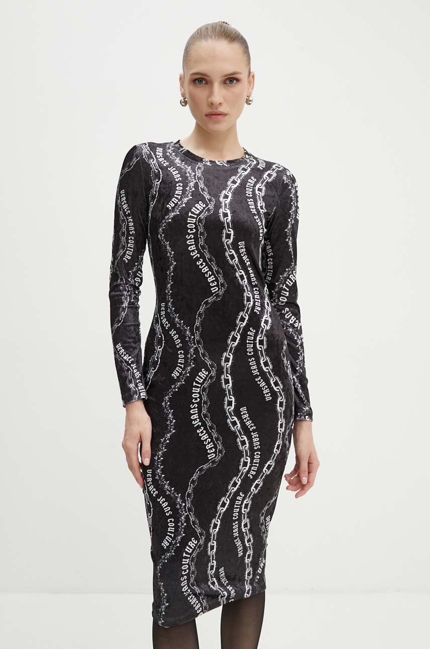 Versace Jeans Couture rochie de catifea culoarea negru, mini, mulată, 77HAO9B0 JS367