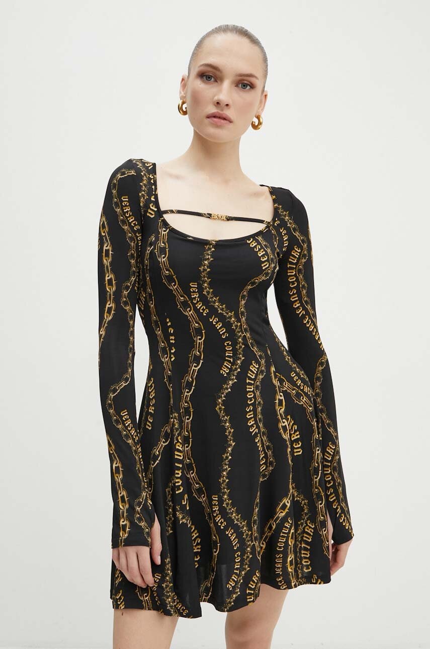 Сукня Versace Jeans Couture колір чорний mini розкльошена 77HAO922 JS416
