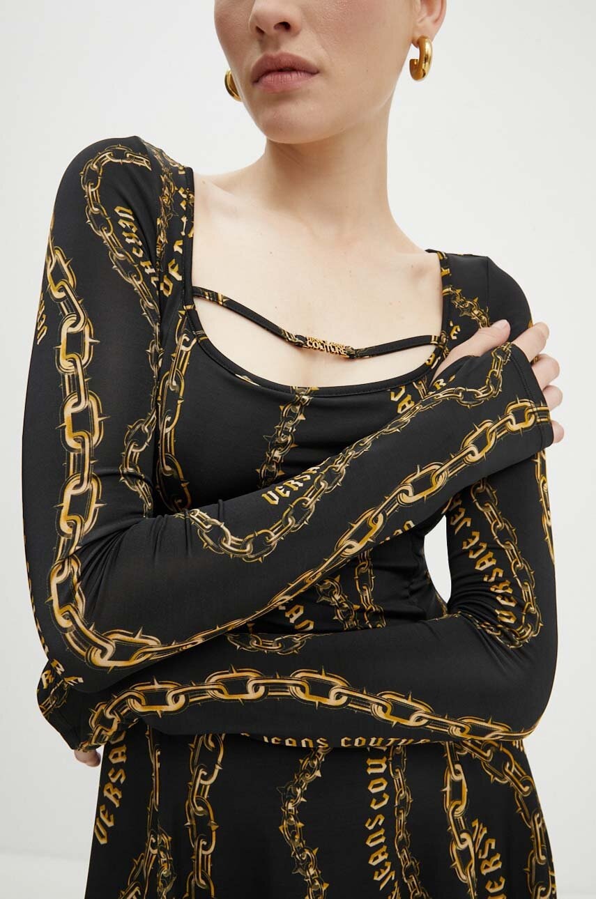 Сукня Versace Jeans Couture колір чорний mini розкльошена 77HAO922 JS416