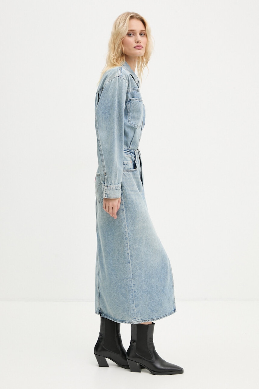 Levně Džínové šaty Levi's modrá barva, midi, 0002Q