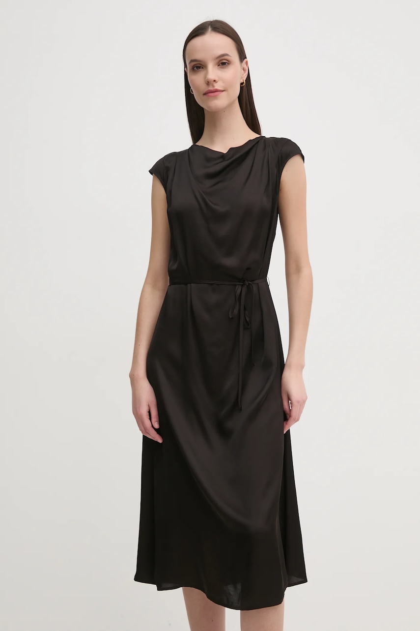 United Colors of Benetton rochie culoarea negru, midi, evazată, 4FWVDV0AB