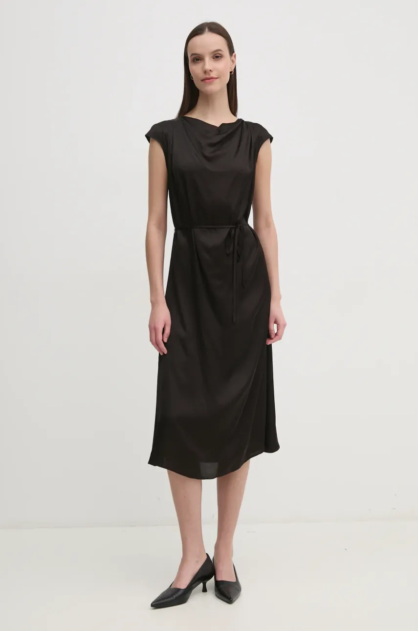 Платье United Colors of Benetton цвет чёрный midi расклешённое 4FWVDV0AB Платье United Colors of Benetton цвет чёрный midi расклешённое 4FWVDV0AB