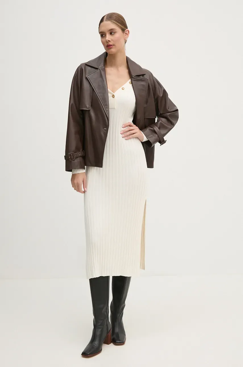 Платье Pepe Jeans IZABEL DRESS цвет бежевый midi облегающее PL953586 Платье Pepe Jeans IZABEL DRESS цвет бежевый midi облегающее PL953586