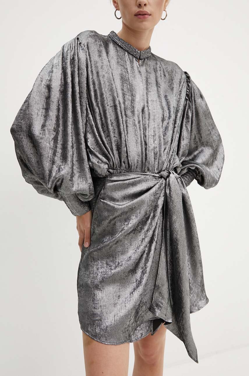 IRO rochie culoarea argintiu, mini, evazată, WP33CLARIBEL