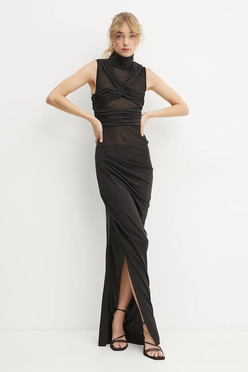 IRO rochie culoarea negru, maxi, mulată, WM33AURORE