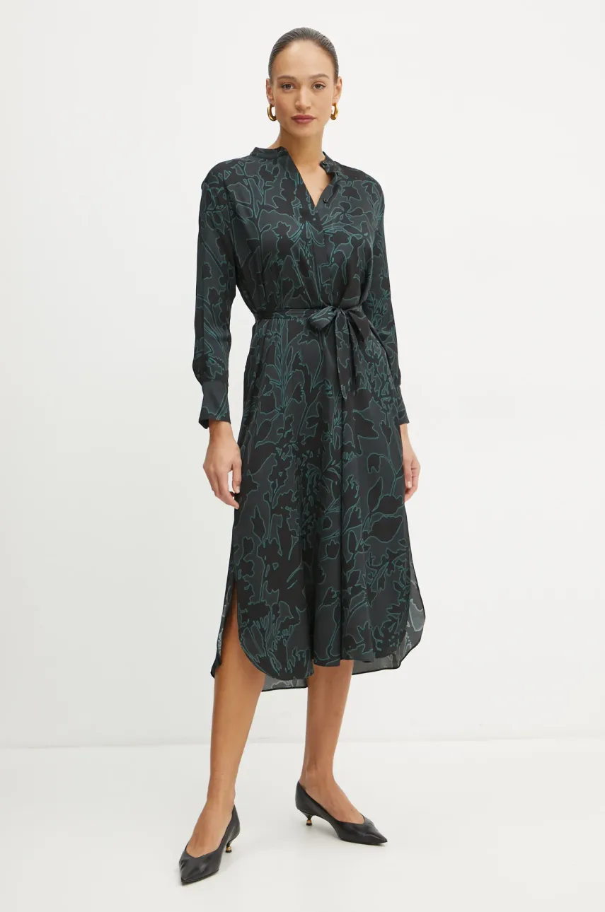 BOSS rochie din amestec de matase midi, evazată, 50524356