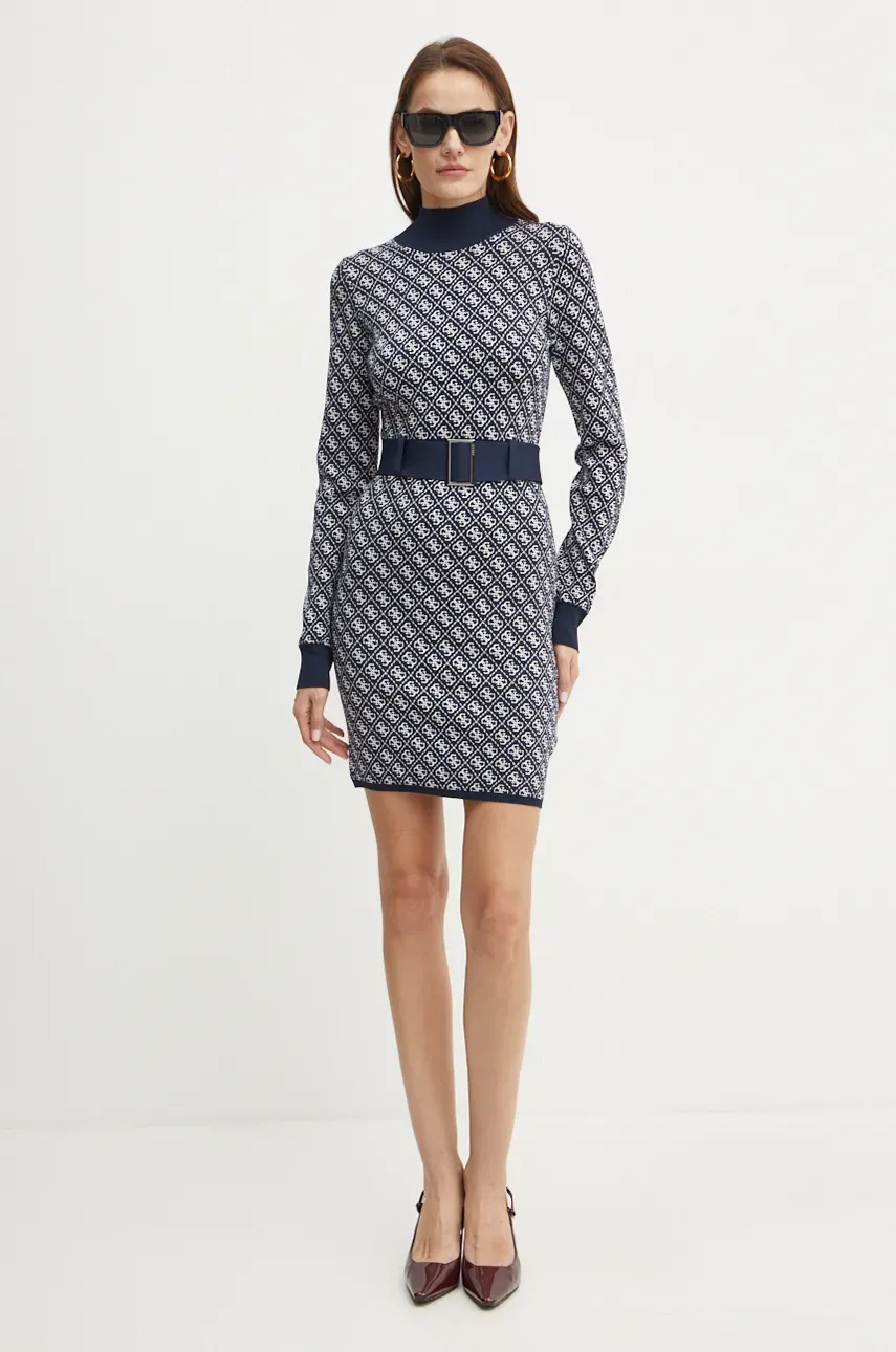 Сукня Guess LISE колір синій mini розкльошена W4BK43 Z37K0
