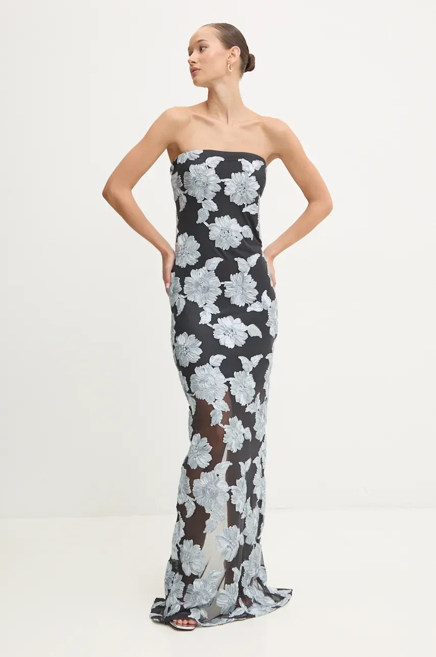 Rotate rochie culoarea gri, maxi, mulată, 1130451206