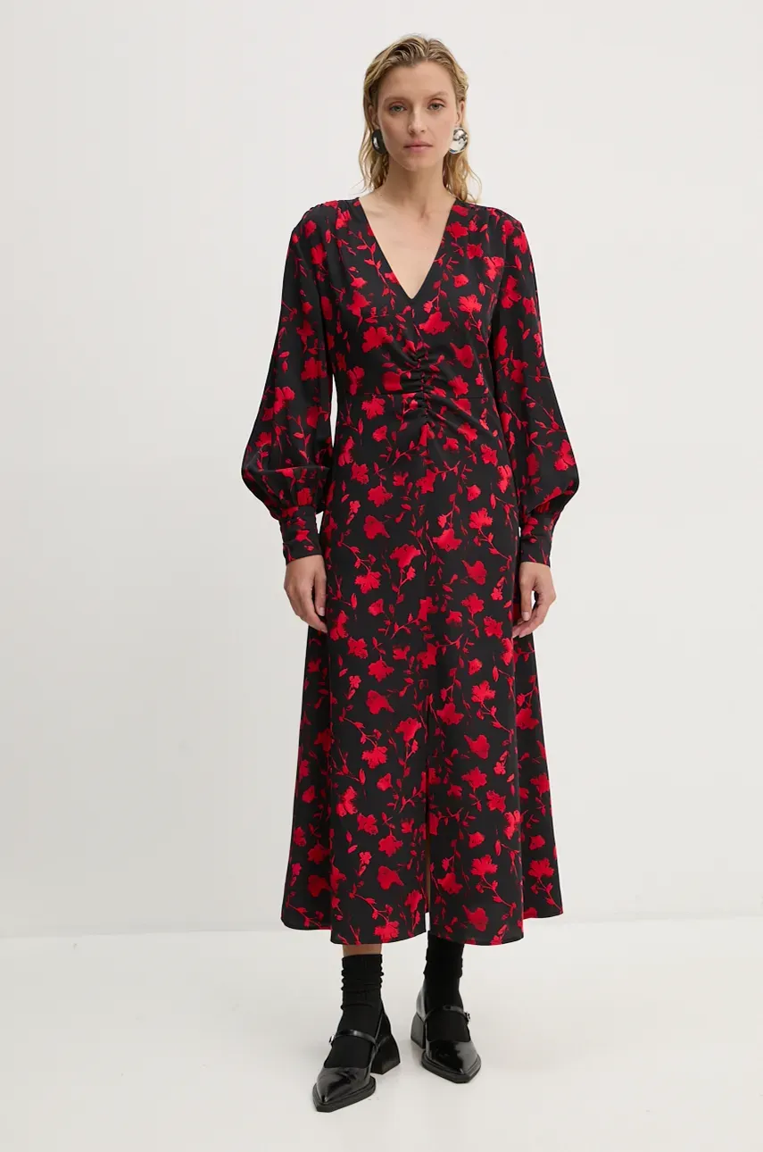 Gestuz rochie culoarea negru, maxi, evazată, 10909403