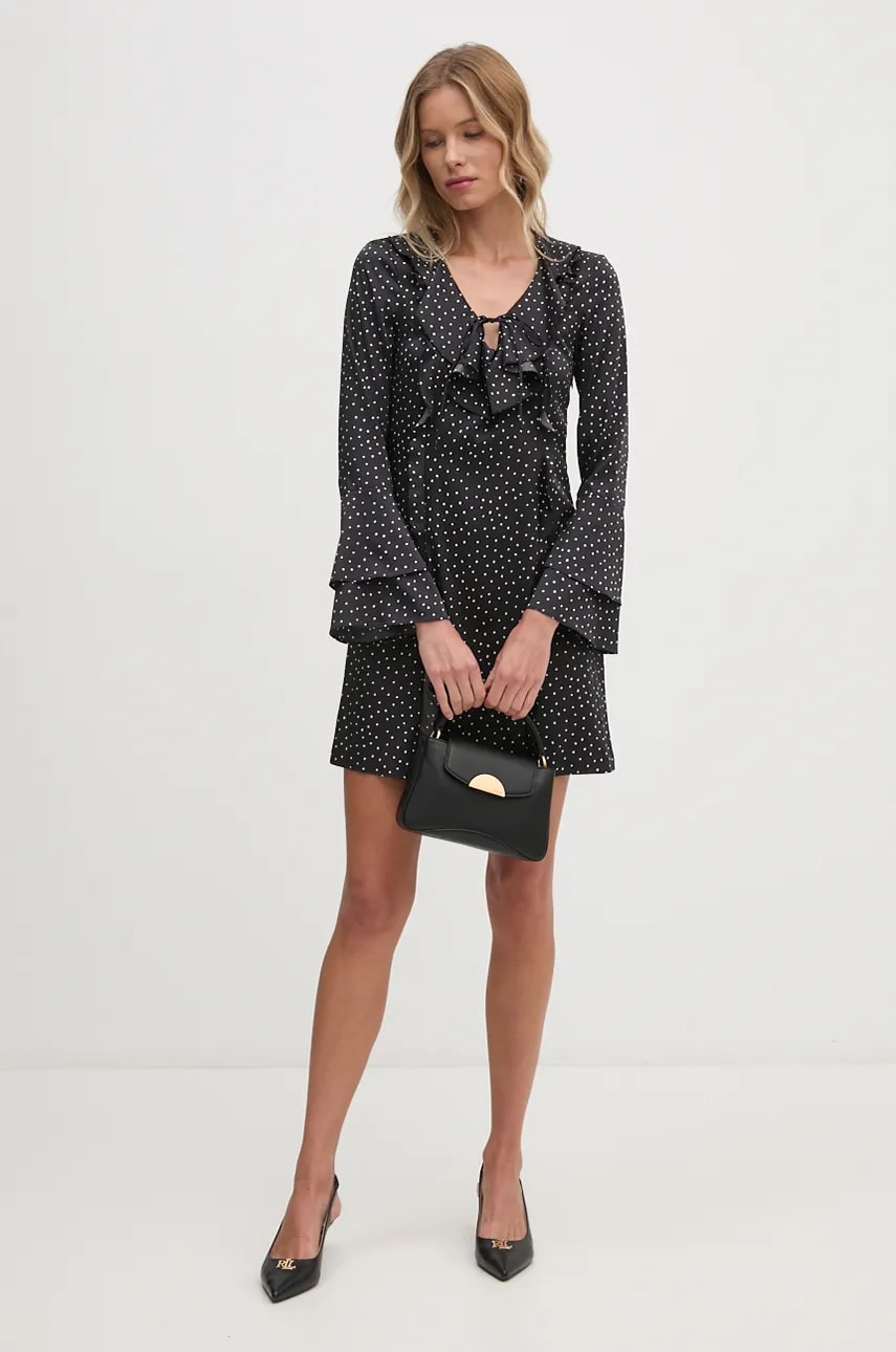 Сукня Sisley колір чорний mini розкльошена 4ETLLV06V