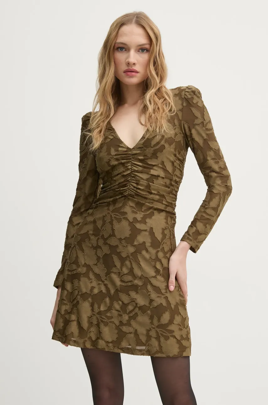 Sisley rochie culoarea verde, mini, mulată, 4TY3LV06N