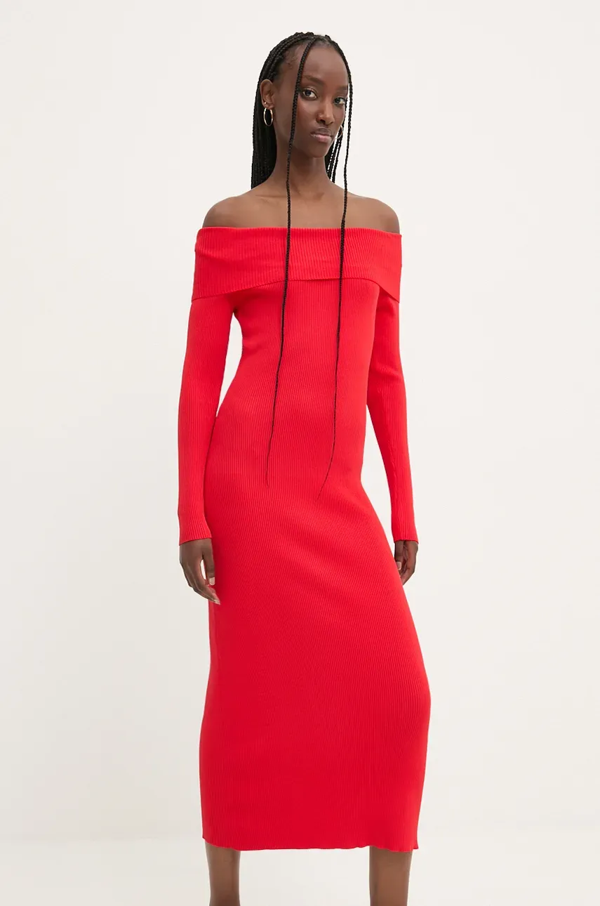 Desigual rochie MILWAUKEE culoarea rosu, midi, mulată, 24WWVF06