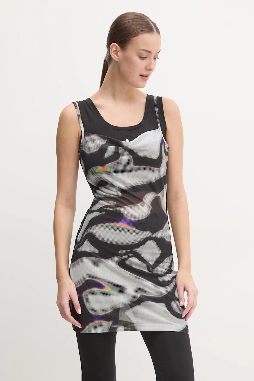 adidas Originals rochie culoarea gri, mini, dreaptă, IZ4890