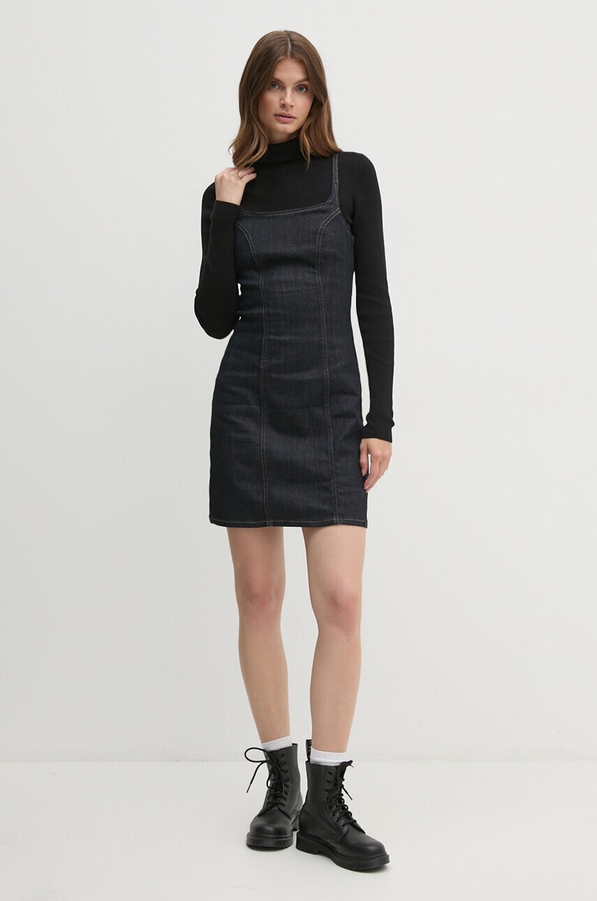 Levně Džínové šaty Calvin Klein Jeans tmavomodrá barva, mini, J20J223980