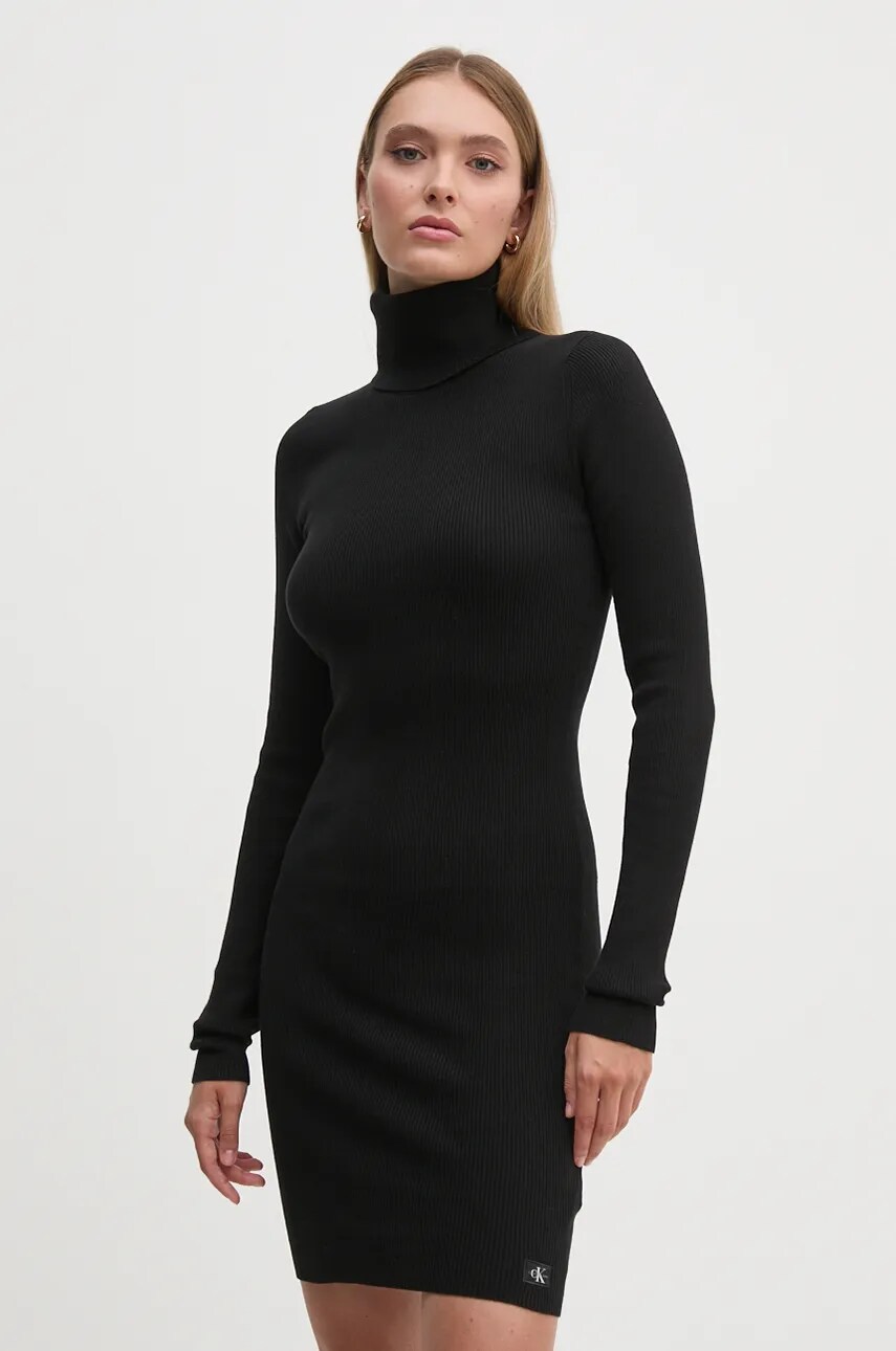 Levně Šaty Calvin Klein Jeans černá barva, mini