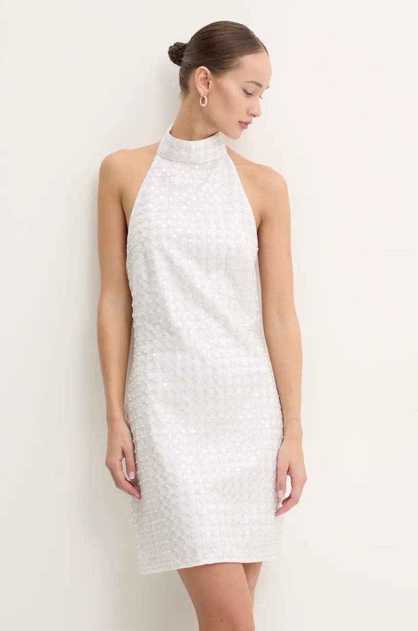 Rotate rochie culoarea alb, mini, dreaptă, 112523857