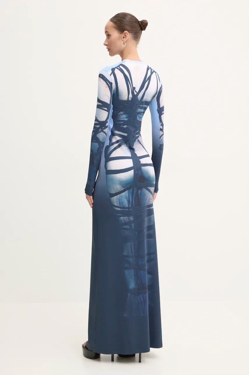Сукня Y/Project BONDAGE PRINT LONG SLEEVE DRESS maxi облягаюча 104DR006