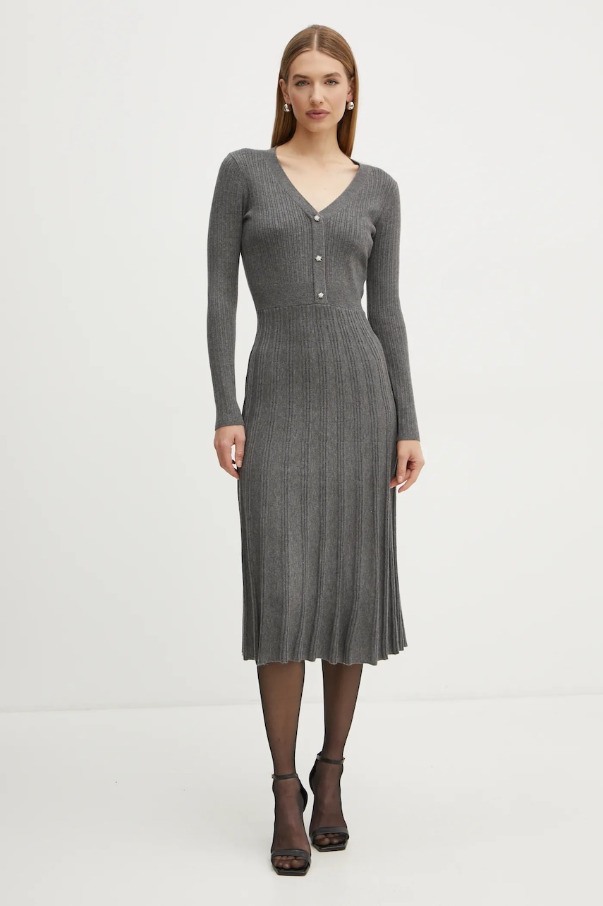 Платье с примесью шерсти Morgan RMFRED цвет серый midi расклешённое RMFRED Платье с примесью шерсти Morgan RMFRED цвет серый midi расклешённое RMFRED