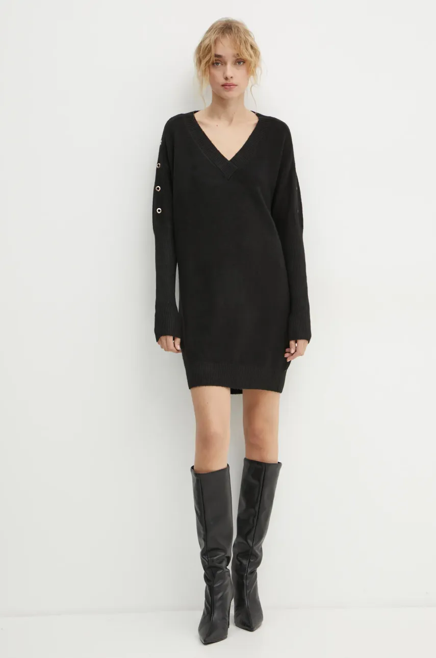 Платье с примесью шерсти Morgan RMHIVER цвет чёрный mini oversize RMHIVER Платье с примесью шерсти Morgan RMHIVER цвет чёрный mini oversize RMHIVER