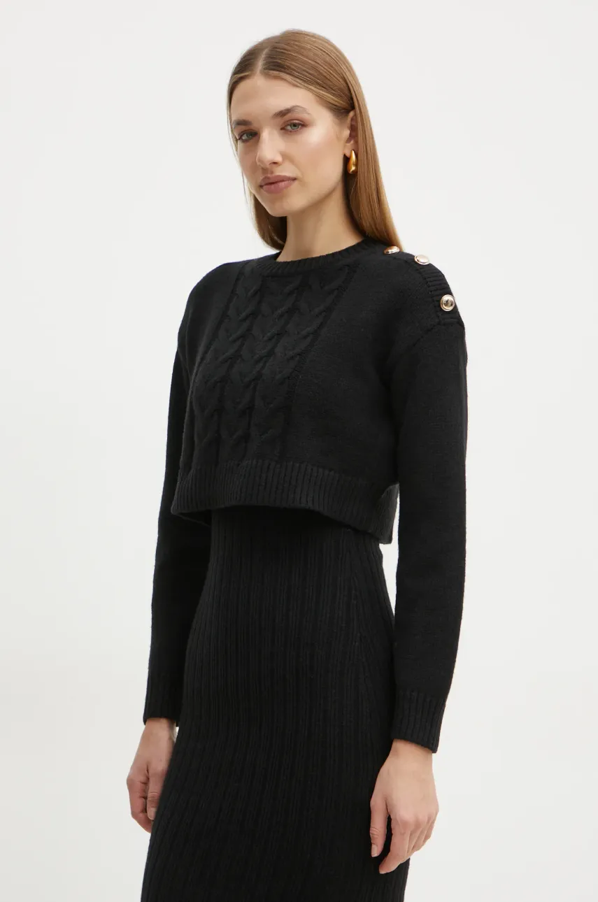 Morgan rochie si pulover RMNATE culoarea negru, mini, mulată, RMNATE