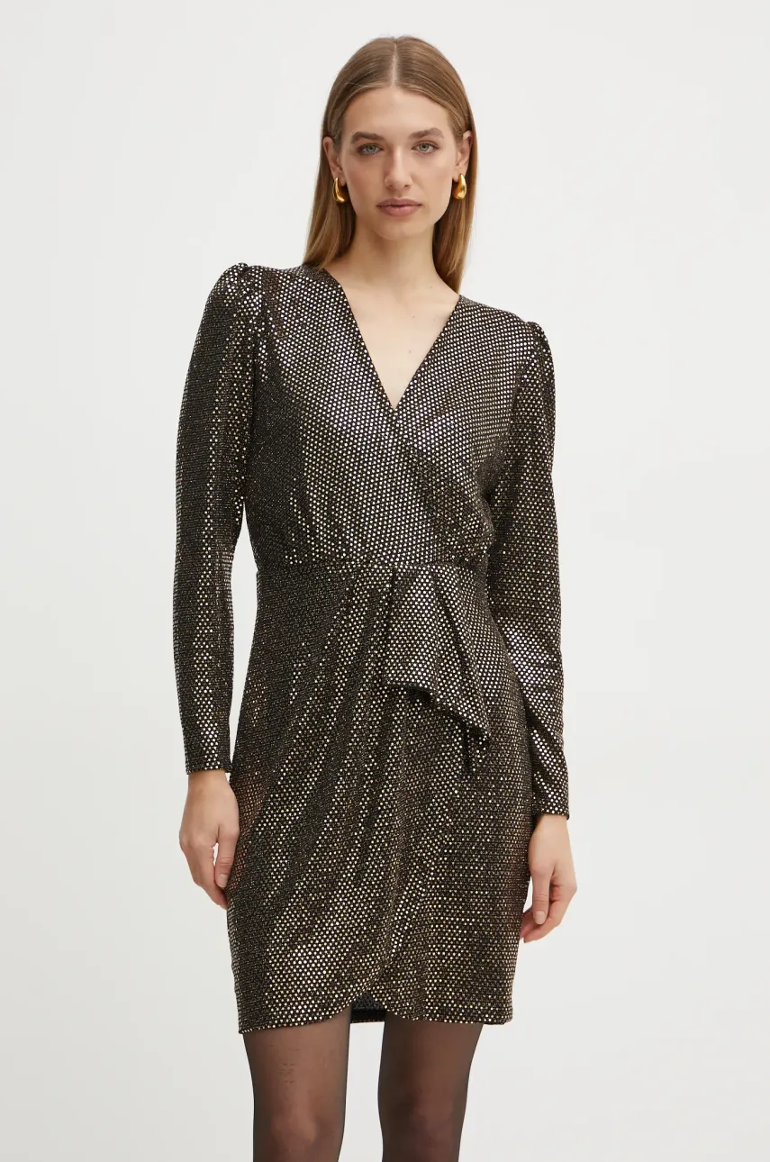 Morgan rochie RSTELLA culoarea auriu, mini, evazată, RSTELLA