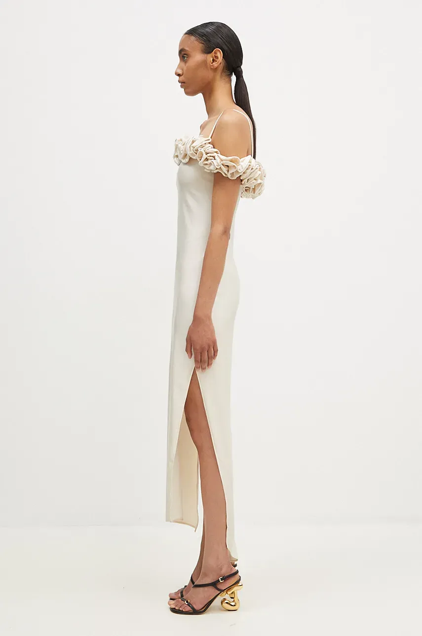 Платье Coperni Ruffle Dress цвет бежевый maxi облегающее COPR113545 Платье Coperni Ruffle Dress цвет бежевый maxi облегающее COPR113545