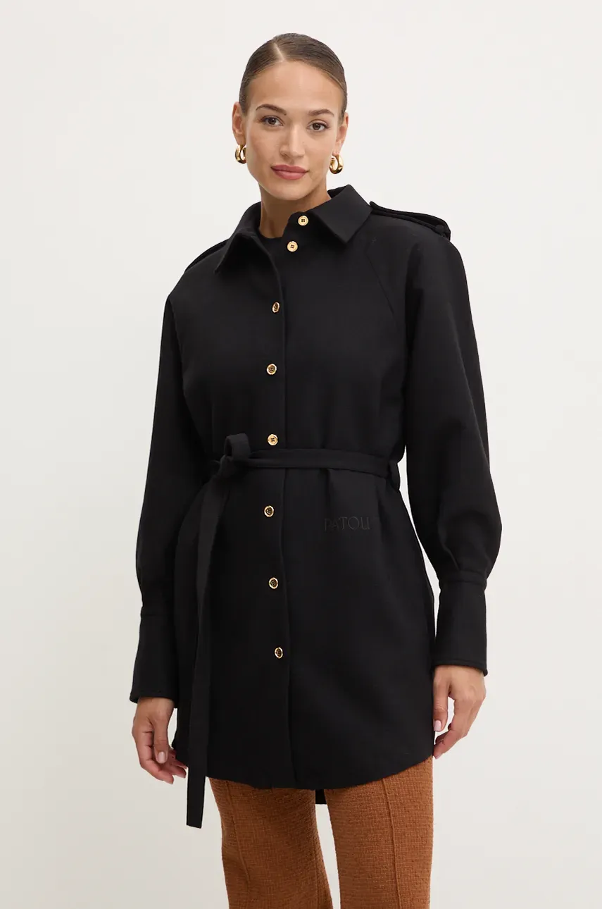 Patou rochie din lana culoarea negru, mini, dreaptă, DR1530189