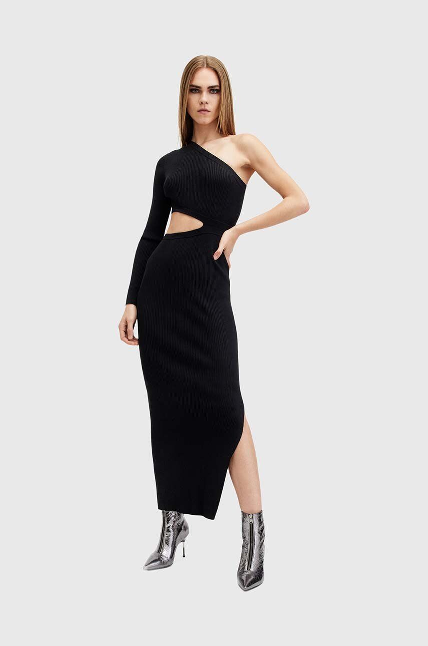 AllSaints rochie DAISY culoarea negru, maxi, mulată, W191DA