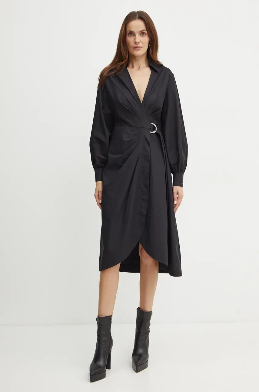 Karl Lagerfeld rochie din bumbac culoarea negru, mini, evazată, 246W1302