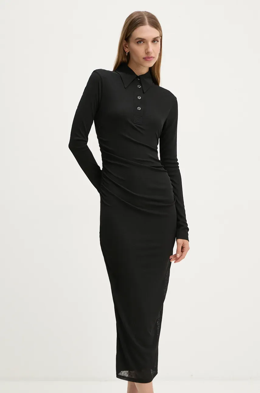 Nanushka rochie VERITY culoarea negru, midi, mulată, NW24CRDR00399