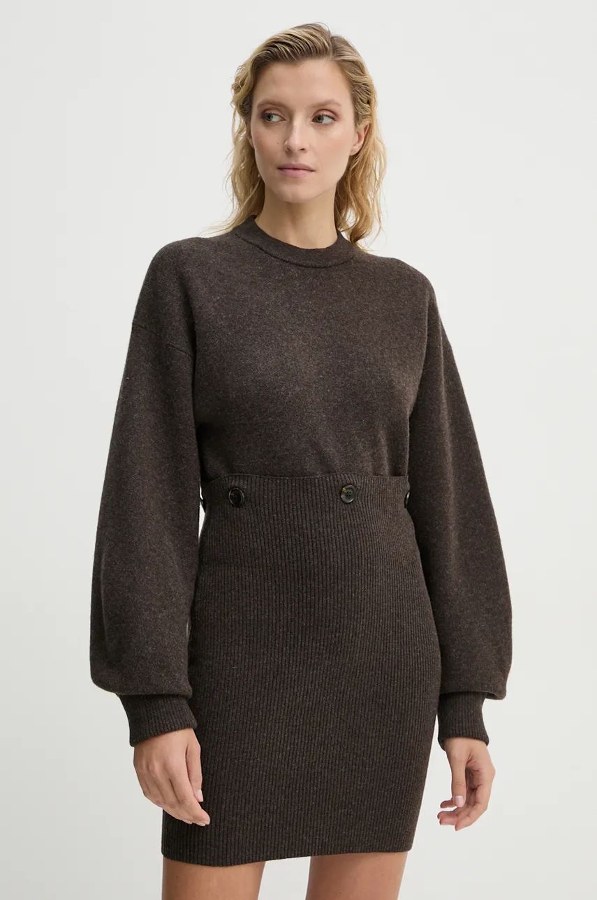 Nanushka rochie din lână BEYLA culoarea maro, mini, oversize, NW24PFHA28478