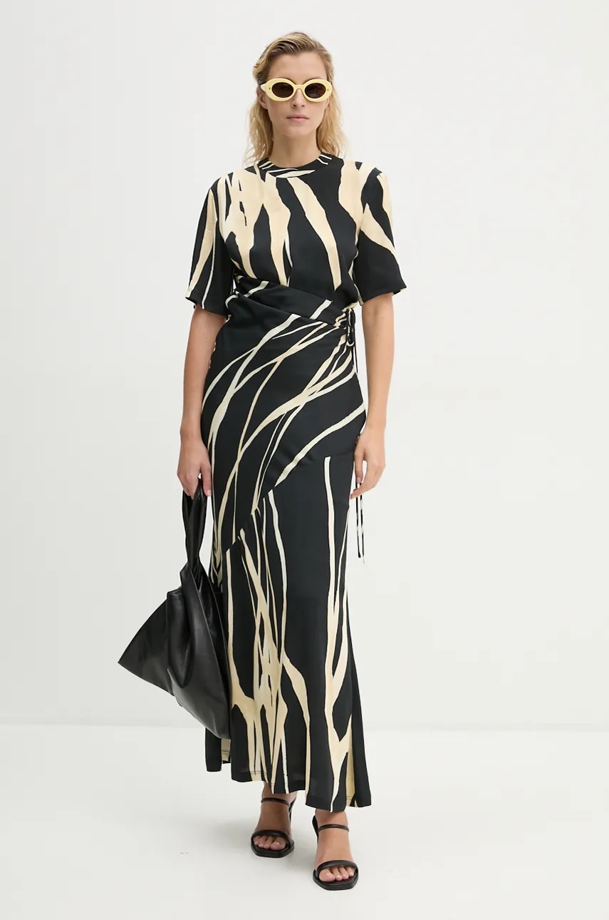 Nanushka rochie BRANTLEY culoarea negru, maxi, evazati, NW24PFBS20199 Nanushka rochie BRANTLEY culoarea negru, maxi, evazati, NW24PFBS20199